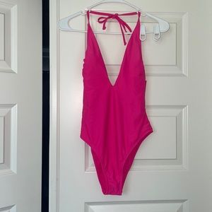 bright pink one piece swim!